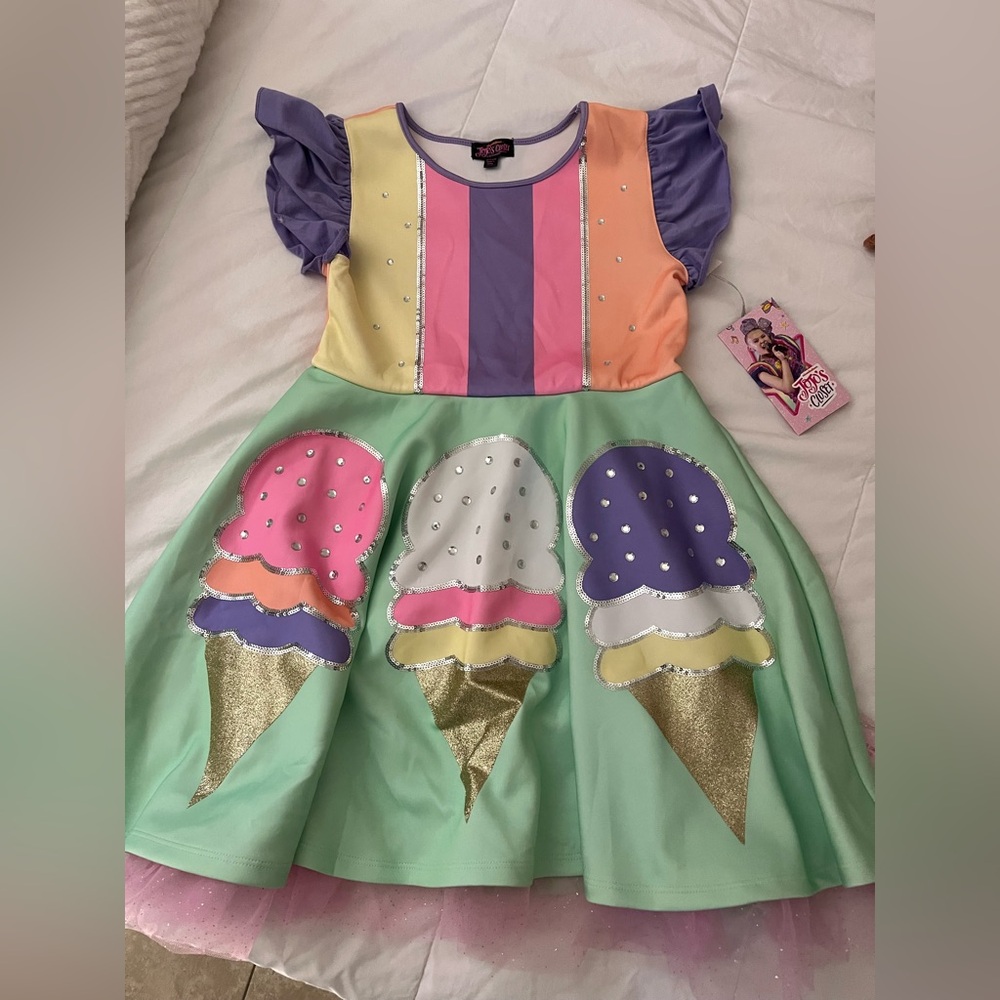 JoJo Siwa Colorful Ice Cream Dress Brand New Size L 10/12